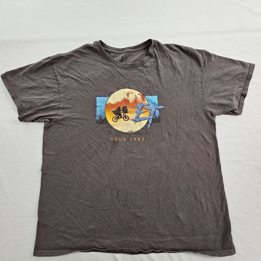 E.T. Extra Terrestrial Tour 1982 Gray Short Sleeve T-Shirt Men's L